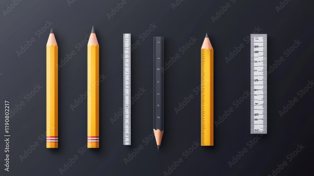 Poster pencil ruler ui prototype vector icon