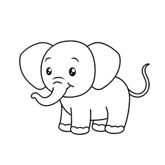 Elephant cartoon line art for children coloring book. coloring page  of a cute baby elephant cartoon