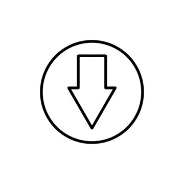 red Down arrow icon vector outline logo sign