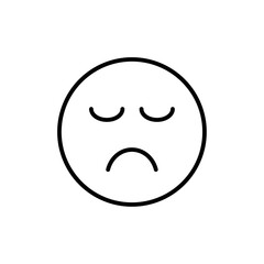 Sad, upset or lonely emoticon icon vector outline logo sign