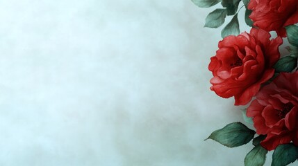 Elegant Red Roses on a Misty Background