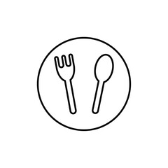spoon and fork icon vector outline logo sign