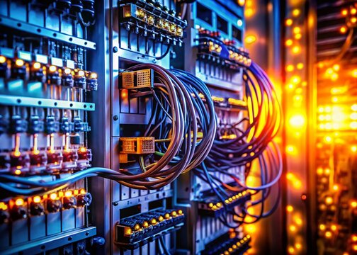 Industrial Electrical Control Cubicle: Grounding Terminals and Wiring Close-Up
