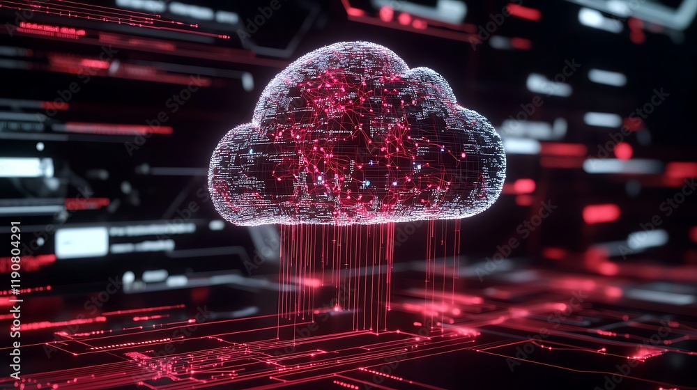 Poster transforming the digital landscape with colorful cloud computing technology