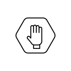 Stop sign with hand icon vector outline logo sign