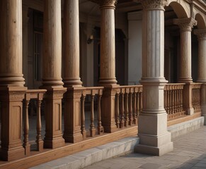 Naklejka premium Collection of traditional wood columns and railing for historical restoration projects, traditional, columns, collection, wood, historical