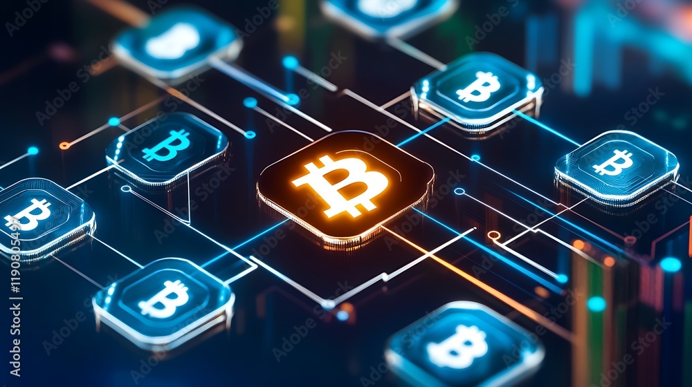 Poster exploring the future of finance with bitcoin and cryptocurrency technology