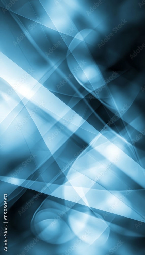 Poster abstract background, soft blue and gray gradient with triangles and blurred bokeh effect