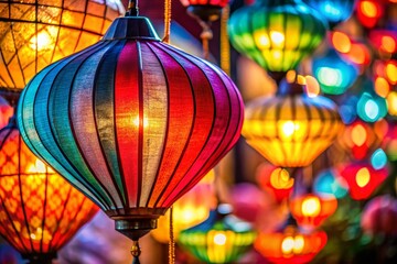 Intricate Paper Lantern Close-up: Delicate Texture and Warm Light