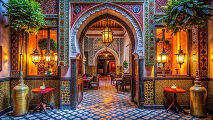 Obraz premium Inviting Entrance to a Traditional Moroccan Restaurant
