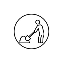 Worker digging icon vector outline logo sign