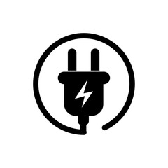 Plug icon electric symbol in flat style,electrical plug with lighting symbol