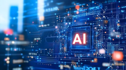 Fototapeta premium The Future of Technology with AI Chip on Circuit Board