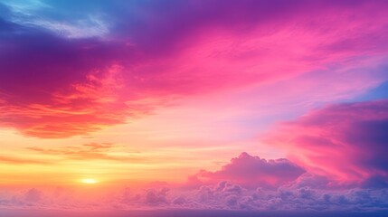 Vibrant sunset sky with colorful clouds.