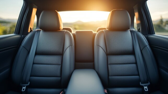 Sunlit View of Rear Baby Car Seat Interior