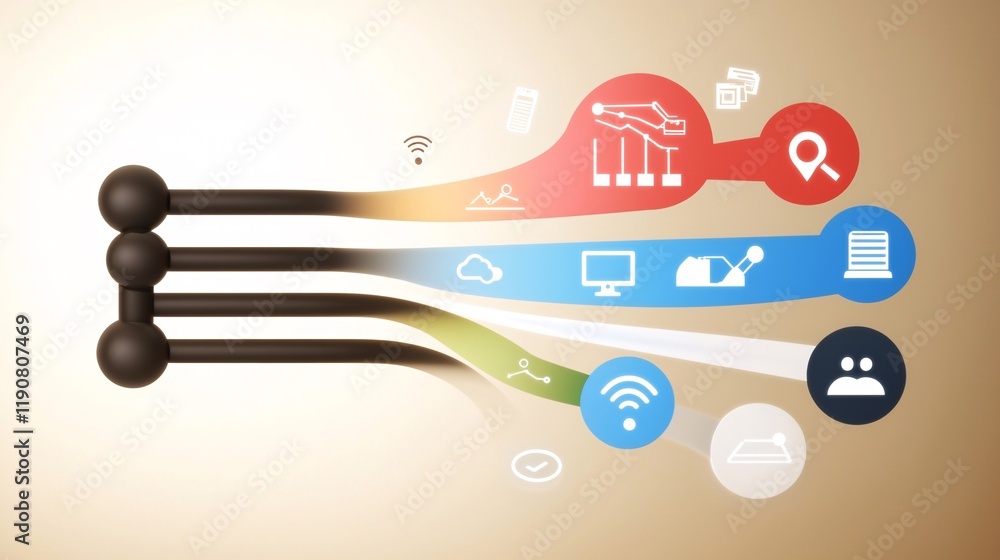 Poster business analysis and dashboard concept. abstract digital network icons and concept visualization