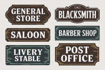 Collection of Vintage Western Style Business Signs