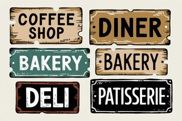 Collection of Vintage Style Food Shop Signs