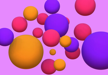 3D render of abstract colorful spheres of balls on background.