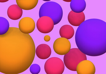 3D render of abstract colorful spheres of balls on background.
