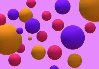 3D render of abstract colorful spheres of balls on background.