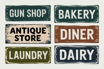 Collection Of Vintage Style Shop Signs