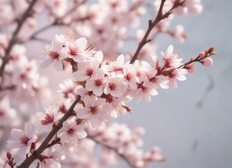 Delicate cherry blossom design in soft pastel colors, spring, pink, elegant, blooming