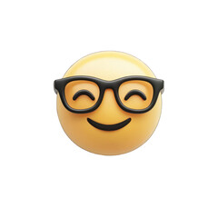 Smiley Face emoji Wearing Glasses isolated on transparent background