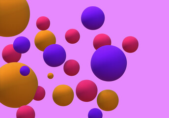 3D render of abstract colorful spheres of balls on background.