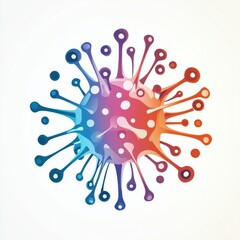 Colorful virus illustration showcasing simple design and modern aesthetics for educational purposes in health sciences. Generative AI