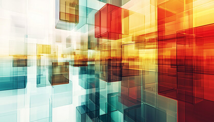 Abstract background with squares geometrical shapes. 3D vibrant backdrop tile cubes in space for official use.