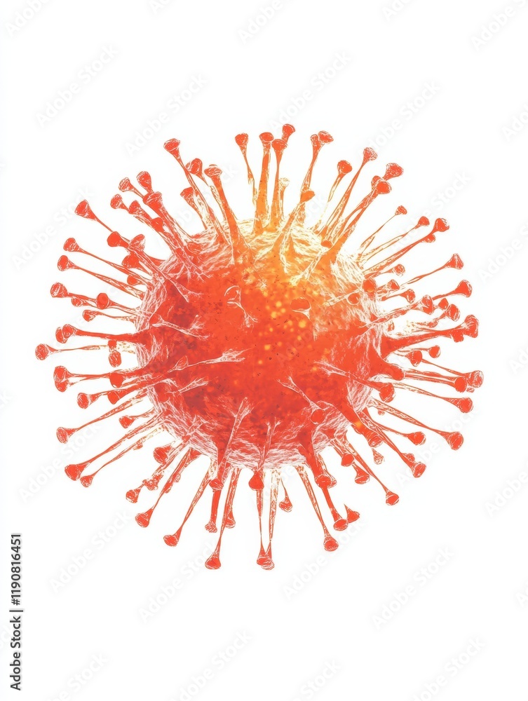 Fototapete vibrant illustration of a virus showcasing detailed structure and features in a simple and clean des