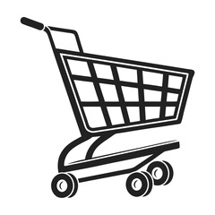 Simple Black and White Shopping Cart Icon