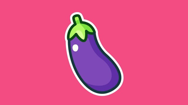 Happy Eggplant Animation in 4K with Vibrant Pink Background