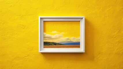 Modern Minimalist Yellow Background with Empty Frame Wall Art Mockup