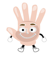 happy human hand with question mark and idea lightbulb. Vector flat cartoon character illustration.