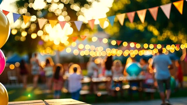 Outdoor Picnic Celebration with Festive Decorations