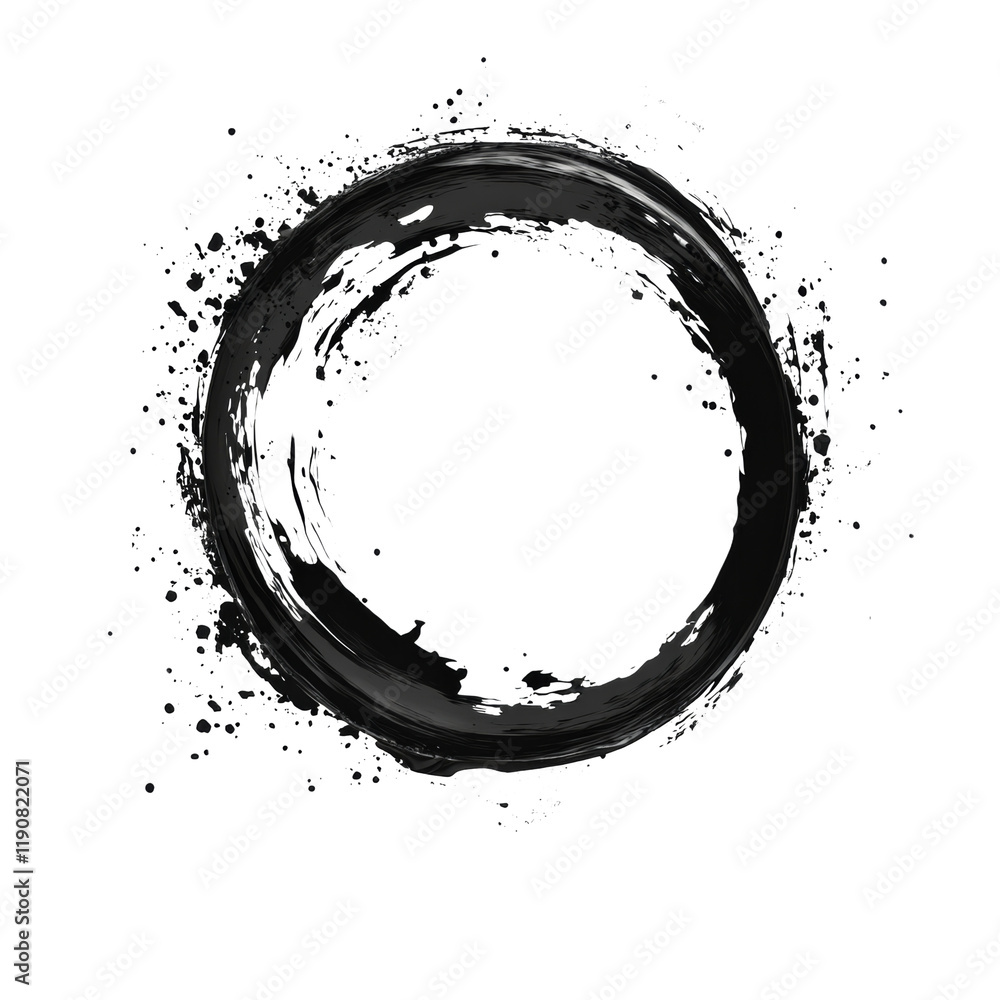 Poster A dark liquid forms a circular splash with a ring shape against a black background showcasing dynamic movement and texture.