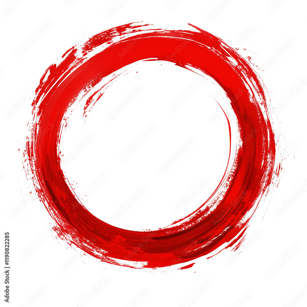 Poster a vibrant red circular brush stroke creates a dynamic and visually striking abstract design against 