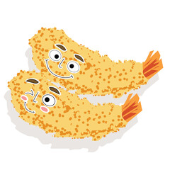 tempura fried shrimp character, japanese food,