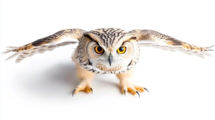 Naklejka premium Eurasian Eagle Owl on a White Background. Generative AI
