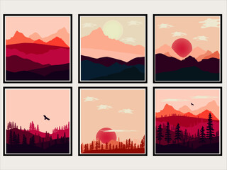 "Minimalist Mountain and Forest Vector Set: This set features clean and elegant line art illustrations of mountains and trees, perfect for modern and nature-inspired designs. Created with a focus on s