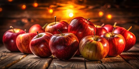 Long Exposure Photography: Juicy Red Apples on Rustic Wooden Table