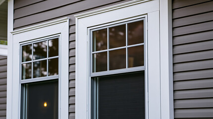 Fototapeta premium Elegant Home Exterior with Modern Windows: High-Quality Window Installation and Design