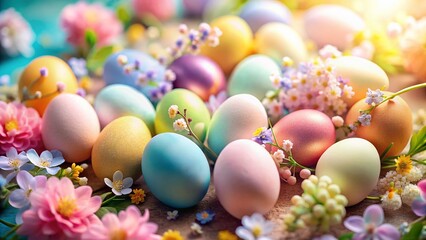 Tilt-Shift Easter Egg Floral Arrangement: Text-Ready Holiday Design