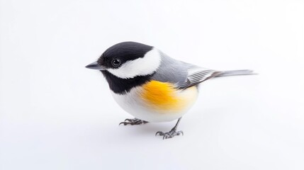 Obraz premium Black-Capped Chickadee on White Background. Generative AI
