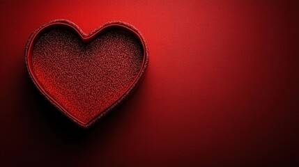 Obraz premium Red heart symbol on a vibrant red background representing love and affection in a simple design valentine day