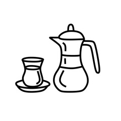 Coffee pot and tea cup drinks vector icon