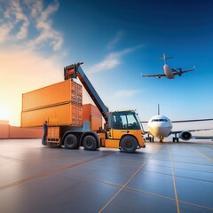 Generated image Air cargo freighter Logistics import export goods of freight global, Process of handling