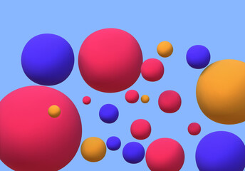3D render of abstract colorful spheres of balls on background.